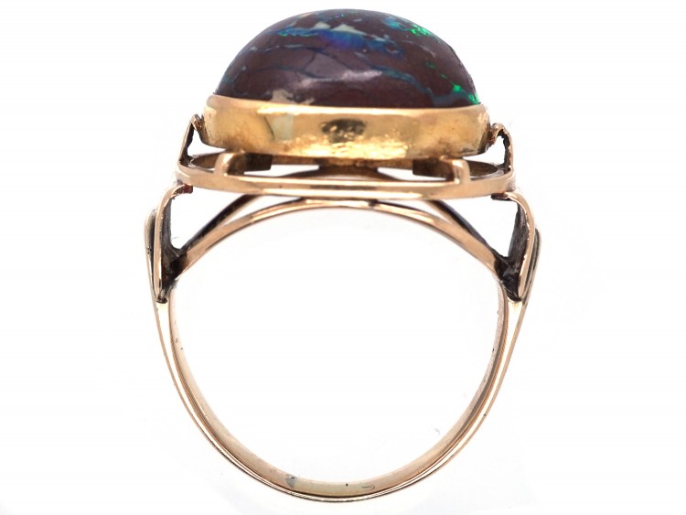 15ct Gold & Cabochon Wood Opal 1930s Ring