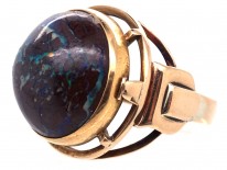 15ct Gold & Cabochon Wood Opal 1930s Ring