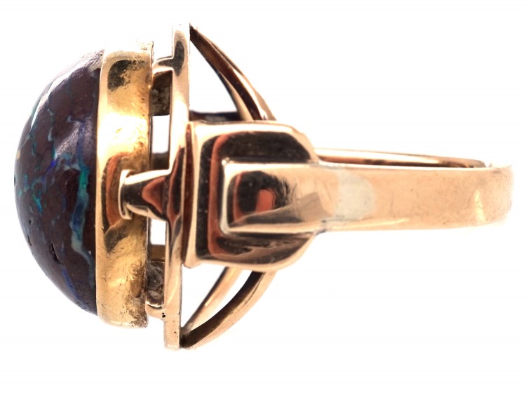 15ct Gold & Cabochon Wood Opal 1930s Ring