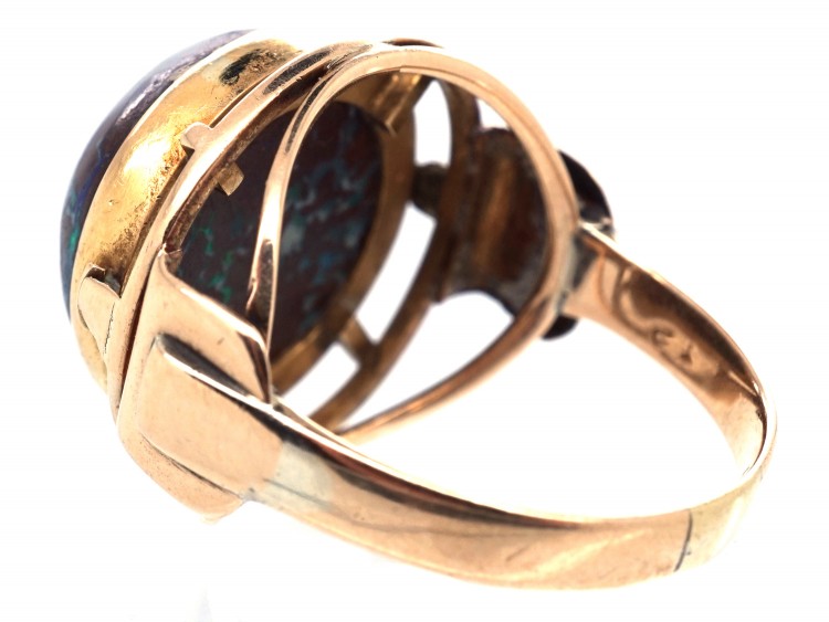 15ct Gold & Cabochon Wood Opal 1930s Ring