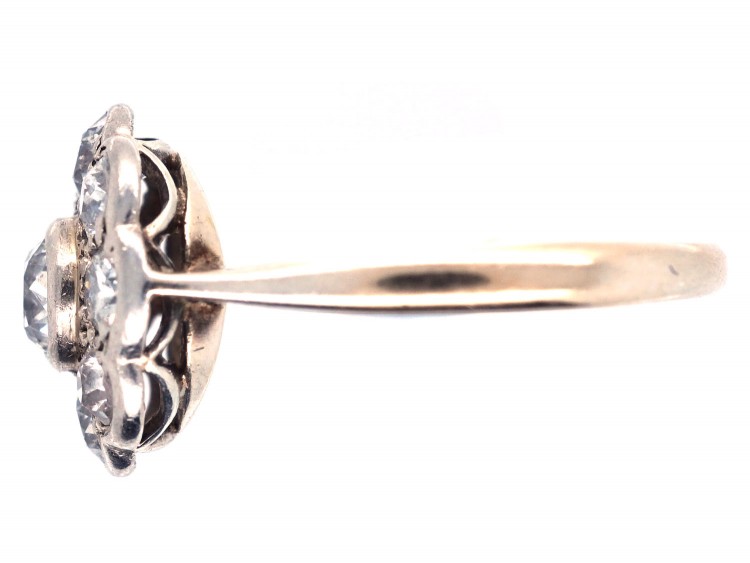 Large 18ct Gold & Platinum Diamond Daisy Cluster Ring