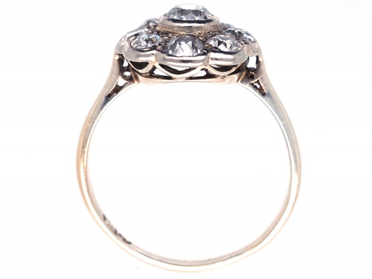 Large 18ct Gold & Platinum Diamond Daisy Cluster Ring