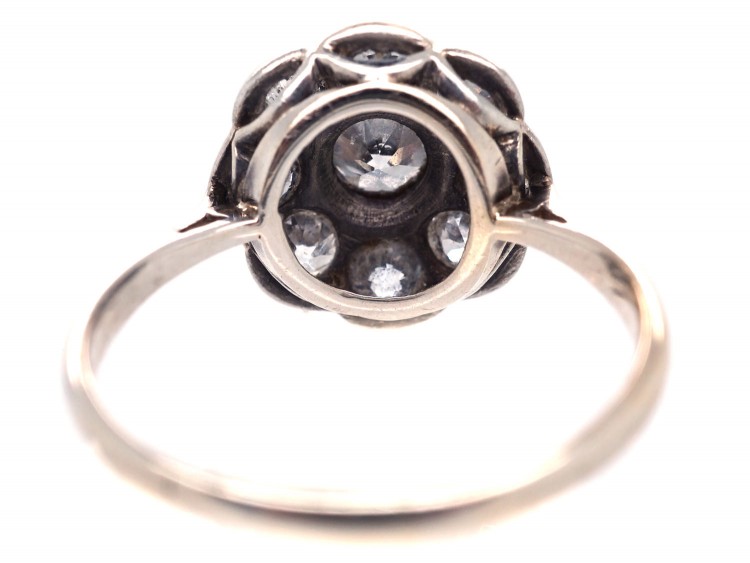 Large 18ct Gold & Platinum Diamond Daisy Cluster Ring