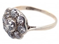 Large 18ct Gold & Platinum Diamond Daisy Cluster Ring