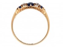 Victorian 18ct Gold Sapphire & Diamond Five Stone Ring