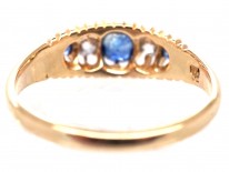 Victorian 18ct Gold Sapphire & Diamond Five Stone Ring