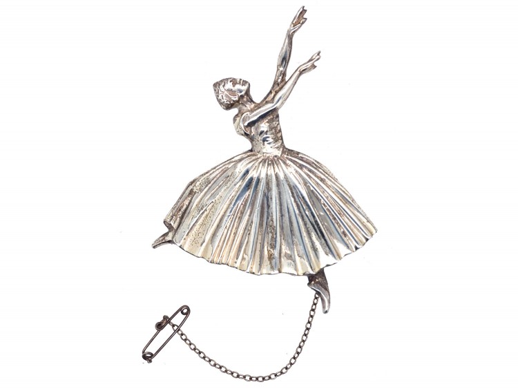 Retro Silver Ballerina Brooch