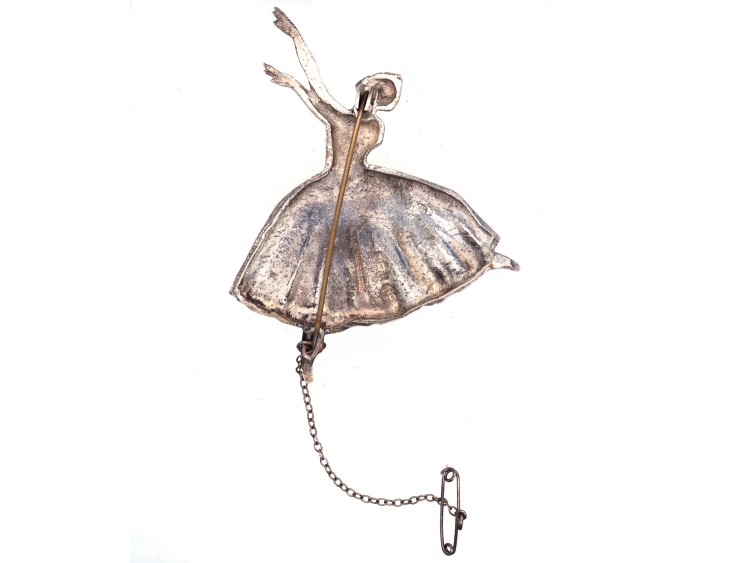 Retro Silver Ballerina Brooch
