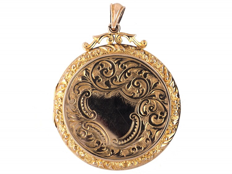 9ct Gold Large Round Locket Pendant