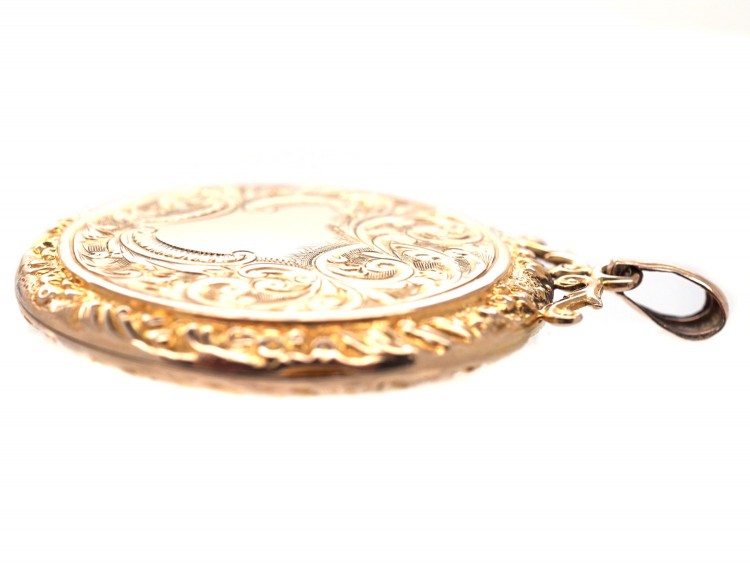 9ct Gold Large Round Locket Pendant