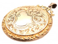 9ct Gold Large Round Locket Pendant