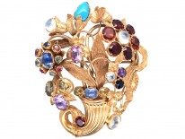 18ct Gold Large Georgian Cornucopia Brooch set with Precious Gemstones