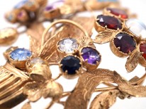 18ct Gold Large Georgian Cornucopia Brooch set with Precious Gemstones