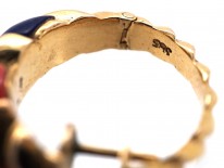 14ct Gold, Coral, Lapis Lazuli & Diamond Hoop Earrings
