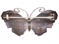 Silver, Green, Black & Red Enamel Butterfly Brooch