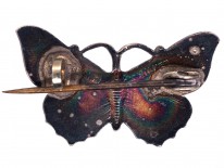 Small Silver, Blue & Green Enamel Butterfly Brooch