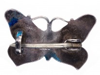 Small Silver & Blue Enamel Butterfly Brooch