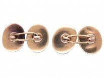 Victorian 15ct Gold ​& Banded Onyx Oval Cufflinks