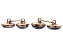 Victorian 15ct Gold ​& Banded Onyx Oval Cufflinks