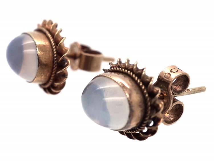 9ct Gold & Moonstone Oval Earrings