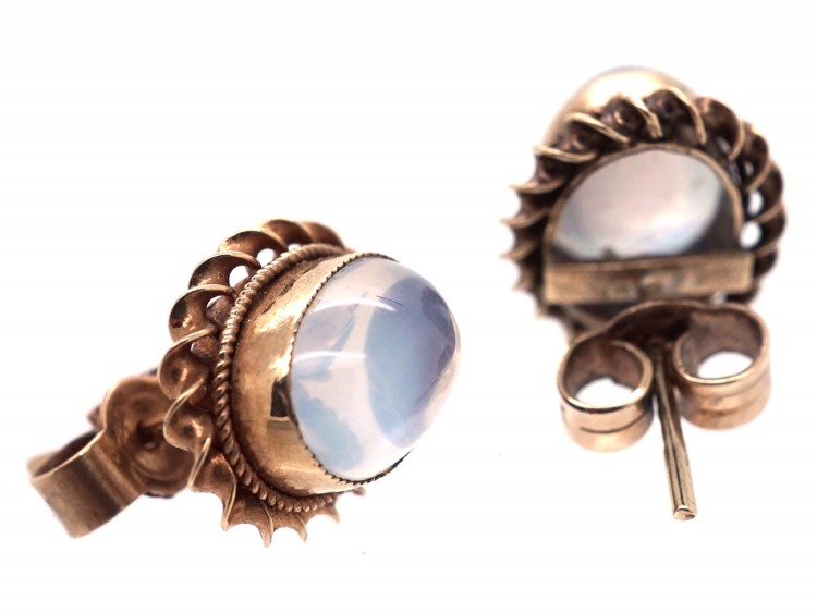 9ct Gold & Moonstone Oval Earrings
