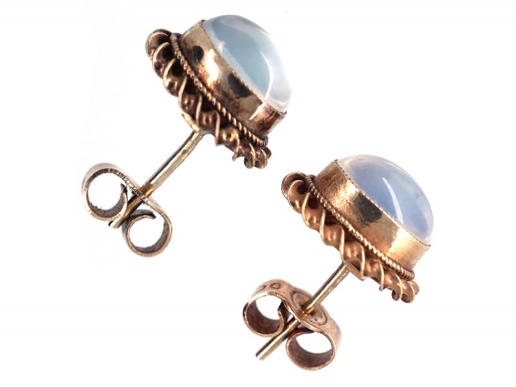 9ct Gold & Moonstone Oval Earrings