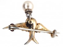 Edwardian Small Silver & Paste Swallow Brooch