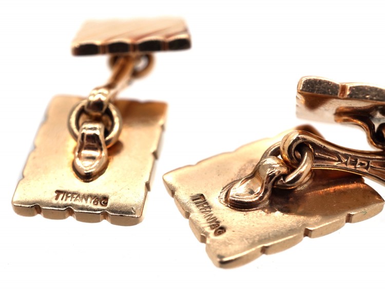 14ct Gold Stripey Cufflinks by Tiffany, New York
