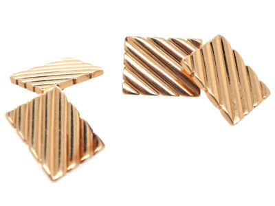 14ct Gold Stripey Cufflinks by Tiffany, New York
