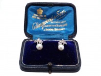Edwardian Natural Pearl & Diamond Screw on Earrings