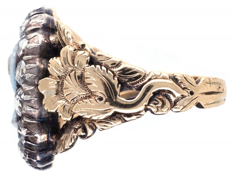 Georgian 18ct Gold Rose Diamond & Hardstone Cameo Ring