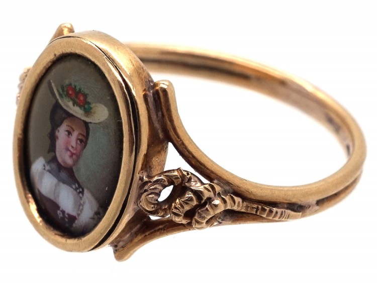 15ct Gold Regency Swiss Enamel Miniature Ring