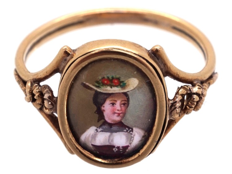 15ct Gold Regency Swiss Enamel Miniature Ring