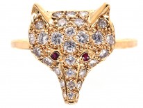 18ct Gold & Diamond Fox Head Ring