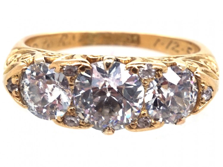 Victorian 18ct Gold Three Stone Diamond Ring
