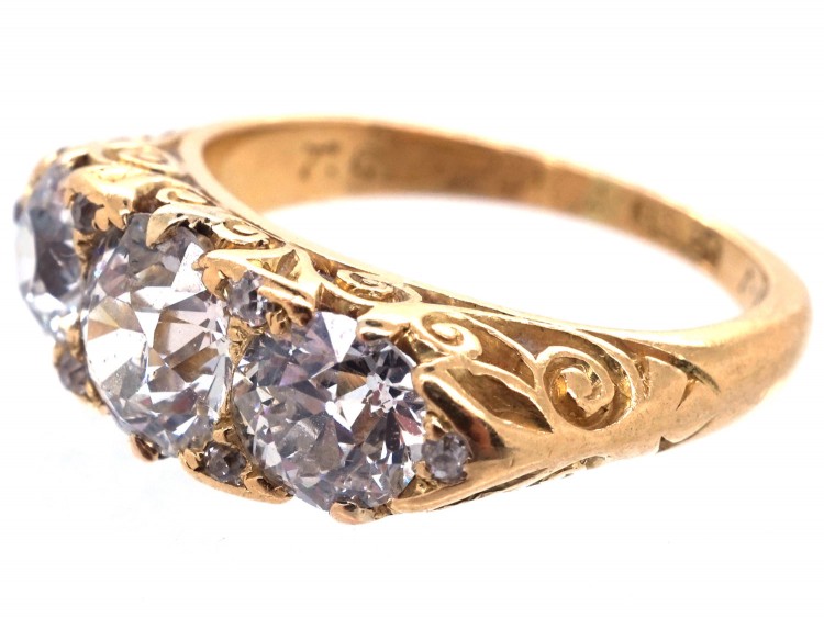 Victorian 18ct Gold Three Stone Diamond Ring