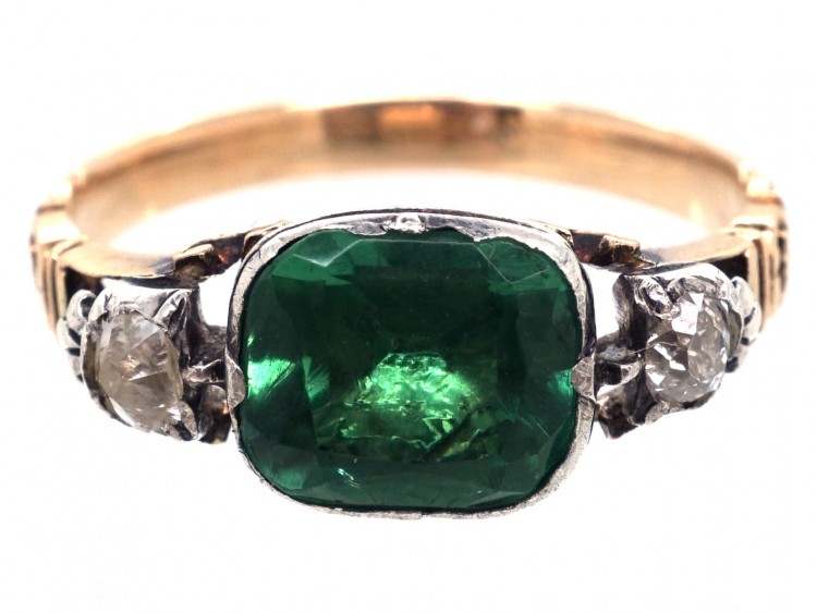 Georgian Emerald Paste & Diamond Ring