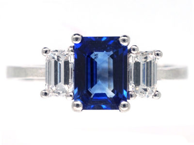 Platinum, Sapphire & Diamond Baguette Ring