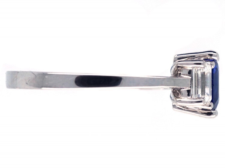Platinum, Sapphire & Diamond Baguette Ring