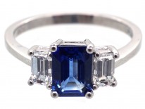 Platinum, Sapphire & Diamond Baguette Ring
