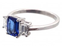 Platinum, Sapphire & Diamond Baguette Ring
