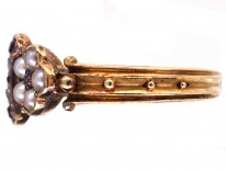 Regency 15ct Gold, Ruby, Rose Diamond & Natural Split Pearl Ring