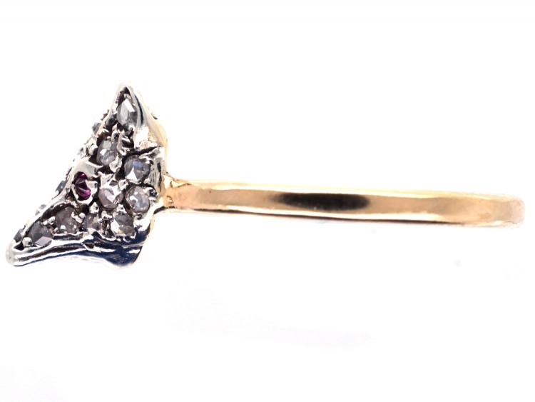 Diamond Fox Head Ring