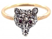 Diamond Fox Head Ring