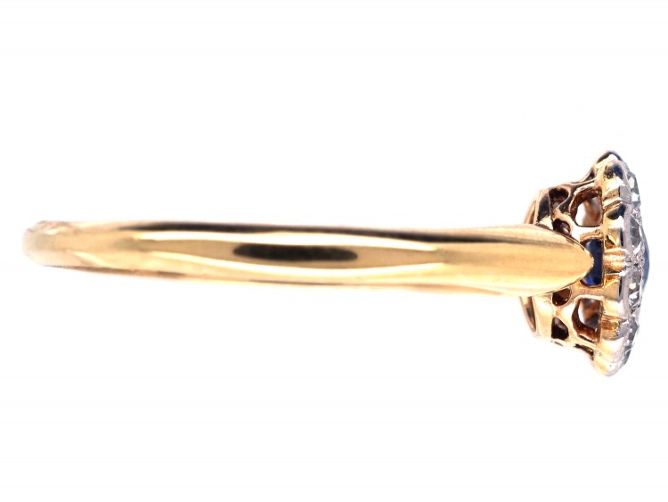 Edwardian Sapphire & Diamond Daisy Cluster Ring
