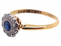 Edwardian Sapphire & Diamond Daisy Cluster Ring