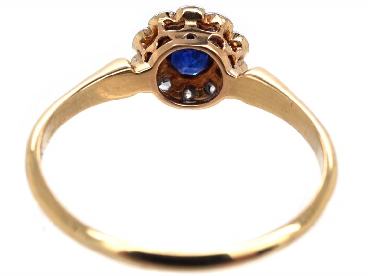 Edwardian Sapphire & Diamond Daisy Cluster Ring