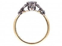 Art Deco Diamond Solitaire Ring with Leaf Shoulders