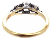 Art Deco Diamond Solitaire Ring with Leaf Shoulders