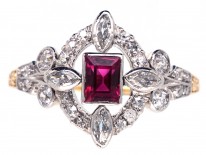 Edwardian Rectangular Ruby & Diamond Ring